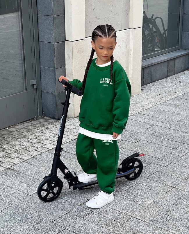 Unisex Çocuk Pamuklu Yeşil Sweatshirt Eşofman Alt-Üst Takım