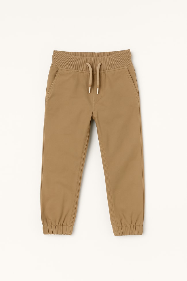 Erkek Çocuk Pamuklu  Okul Pantolonu - Lastikli Beli Cepli Rahat Kesim