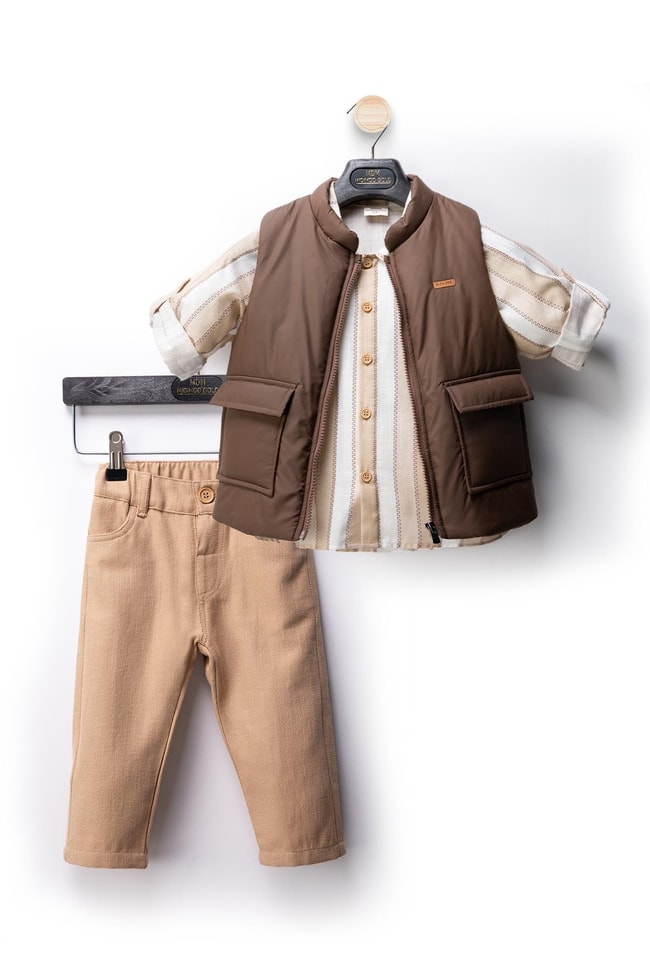 Erkek Çocuk Yelek, Gömlek ve Pantolon Takımı – 3'lü Set, Şık ve Konforlu