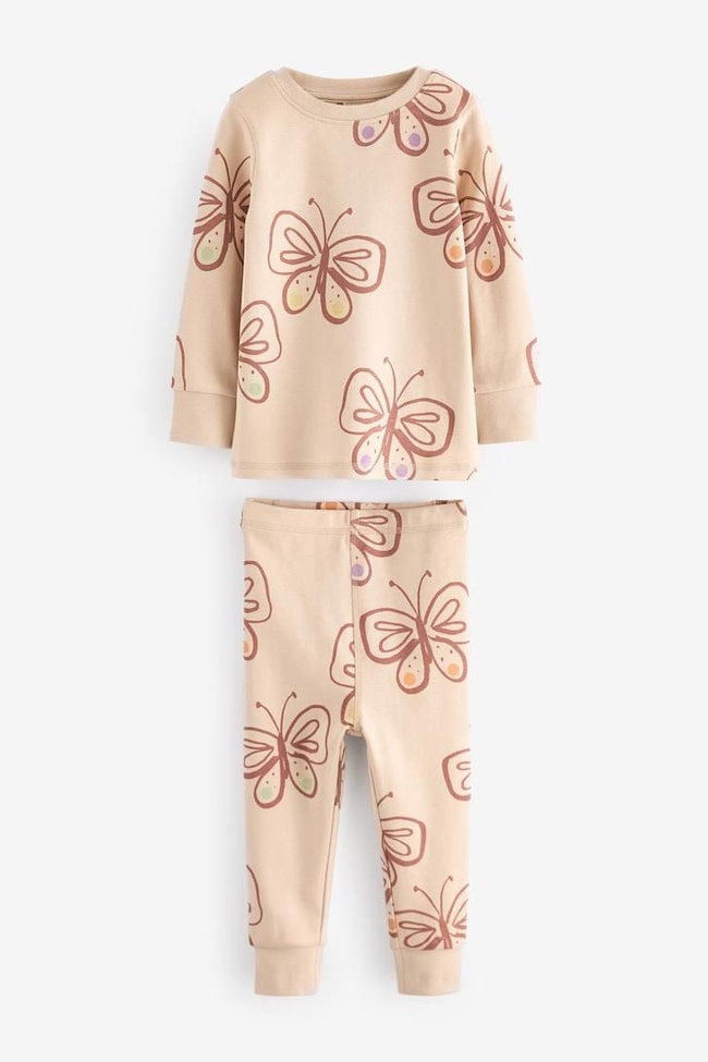 Kelebek Desenli Pamuklu Sweatshirt Eşofman Alt-Üst Pijama Takımı