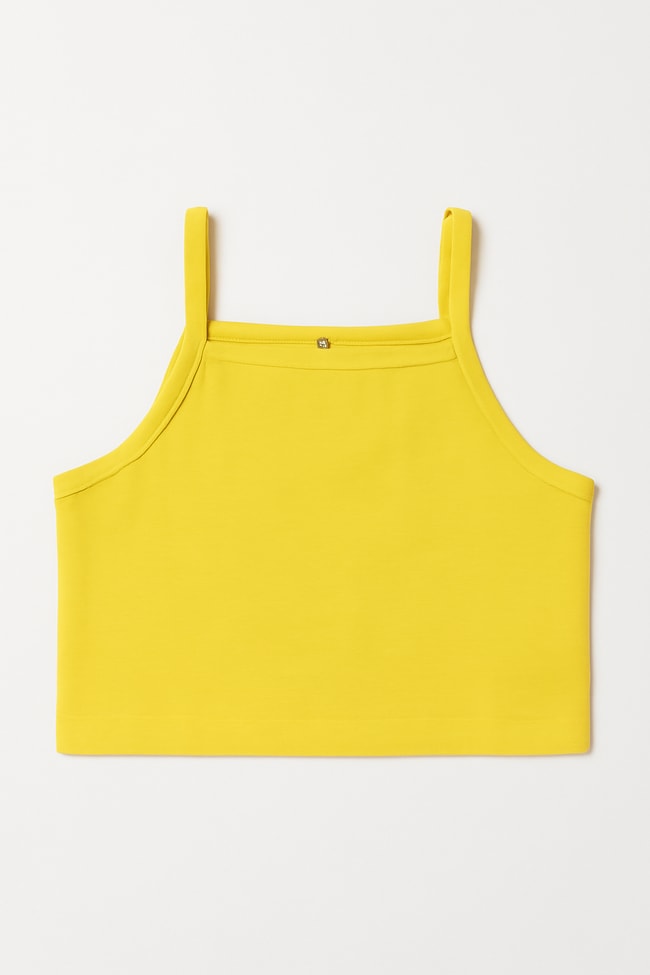 Kız Çocuk Pamuklu Sarı Askılı Crop T-shirt