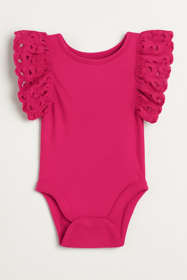 Kız Çocuk Pamuklu  Fırfırlı Kol Detaylı T-shirt Body