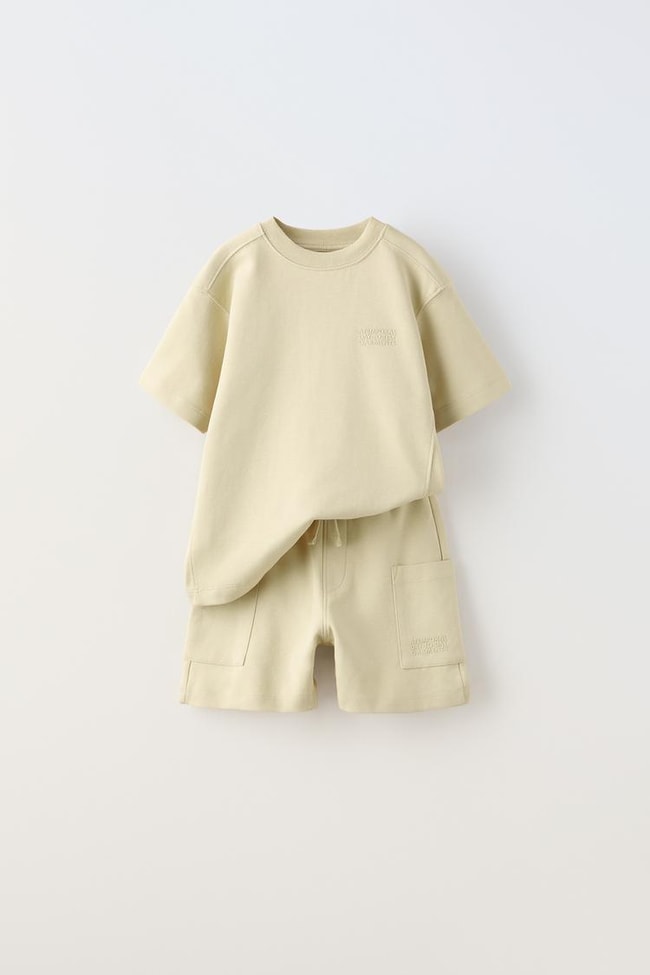 Unisex Çocuk Yazlık Oversize Tişört ve Cepli Şort Alt-Üst Takım