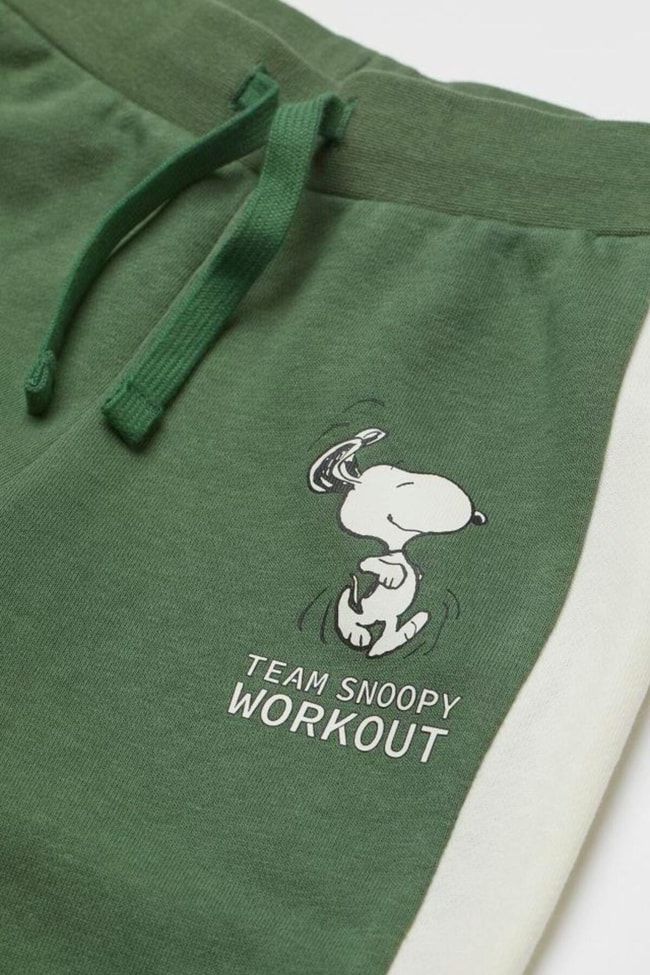 Çocuk Disney Yeşil Snoopy Desenli Pamuklu Sweatshirt Eşofman Alt-üst Takım