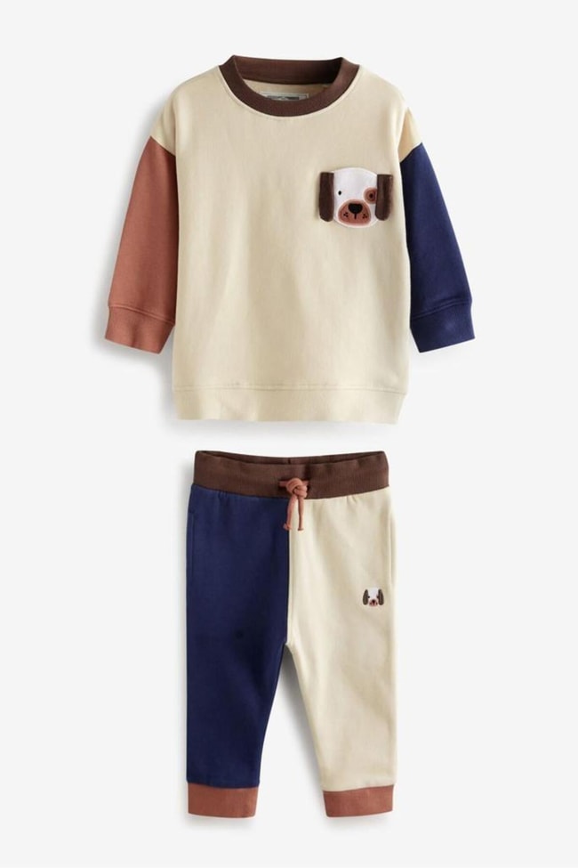 Çocuk Köpek Desenli Pamuklu Sweatshirt Eşofman Alt-Üst Takım