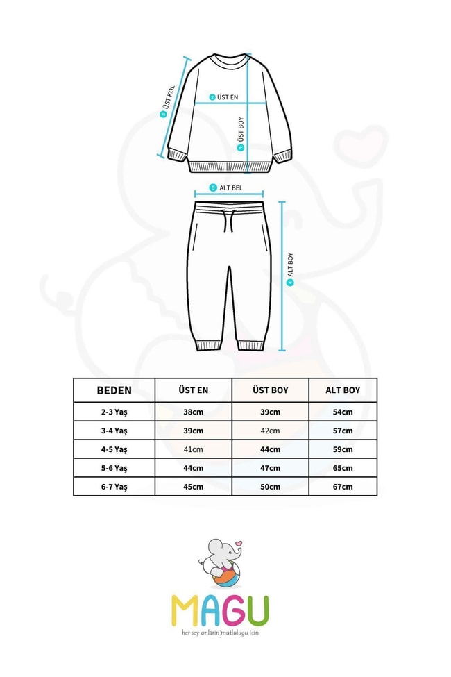 Erkek Çocuk Blok Desenli Kahverengi Cepli Pamuklu Sweatshirt Eşofman Alt-Üst Takım
