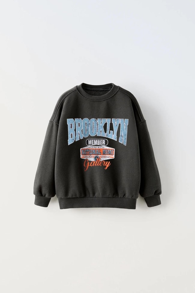 Erkek Çocuk Brooklyn Desenli Sloganlı Kışlık 3 İplik Pamuklu Sweatshirt Eşofman Alt-Üst Takım