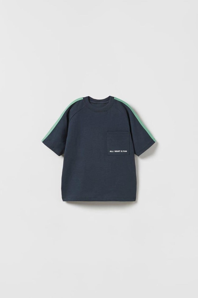 Erkek Çocuk Golf Desenli Şeritli Basic Pamuklu T-shirt Jogger Eşofman Alt-üst Takım