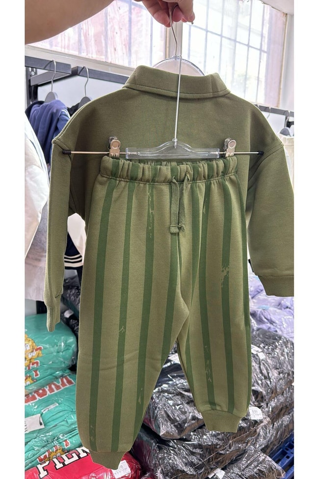 Erkek Çocuk Kışlık Polo Yaka Pamuklu Sweatshirt Eşofman Alt-Üst Takım