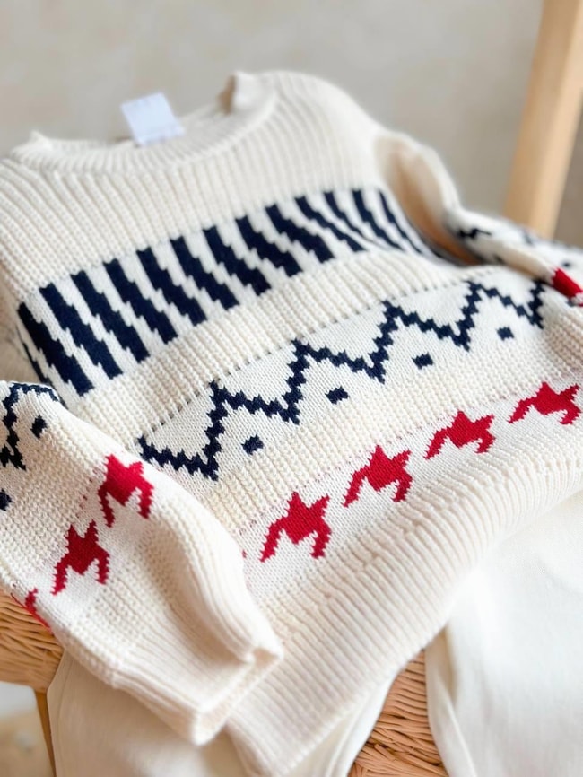 Erkek Çocuk Kışlık Triko Desenli Sweatshirt Pantolon Alt-Üst Takım