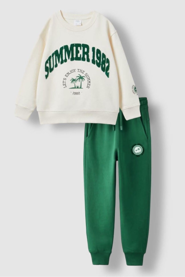 Erkek Çocuk Pamuklu Sweatshirt Eşofman Alt-Üst Takım