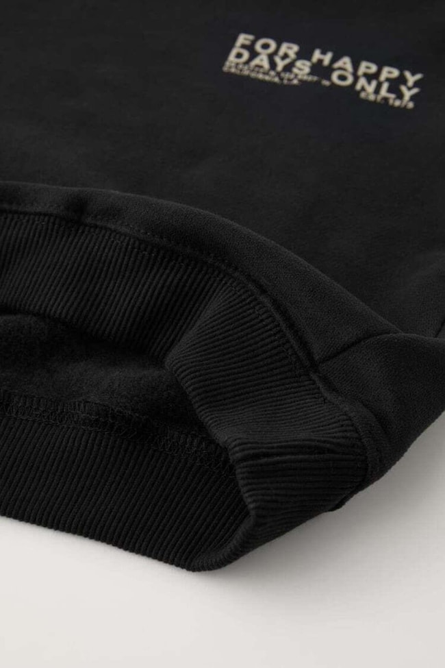 Erkek Çocuk Siyah Sloganlı Pamuklu Sweatshirt Jogger Eşofman Alt-Üst Takım