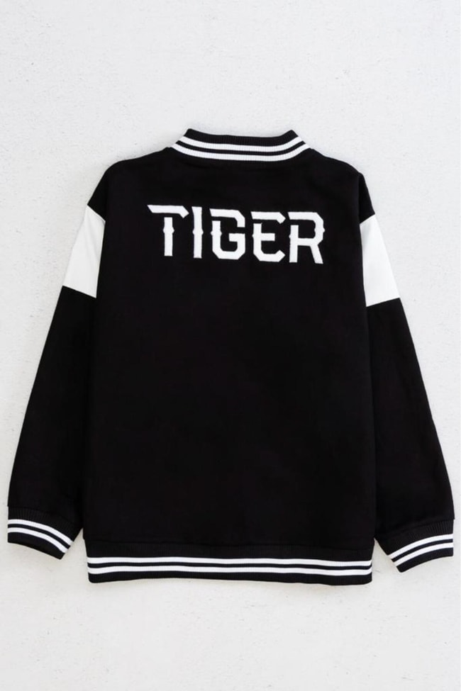 Erkek Çocuk Siyah Tiger Desenli Kolej Ceket