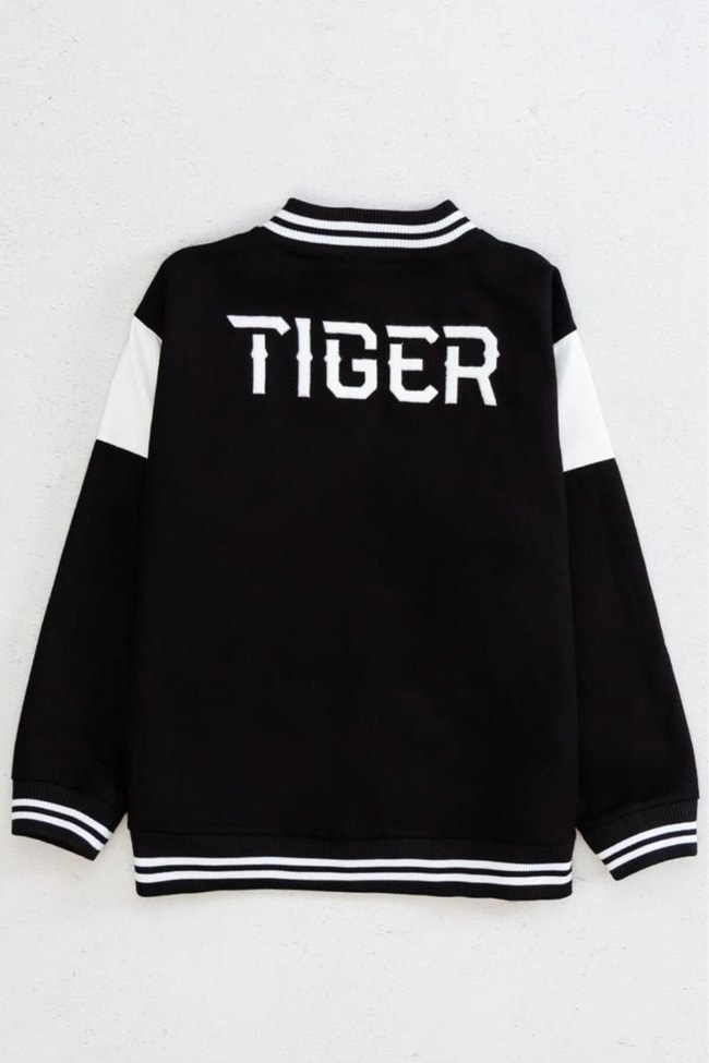 Erkek Çocuk Siyah Tiger Desenli Kolej Ceket