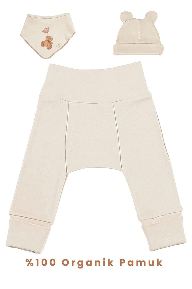 Fluffy Bear Unisex 10 Parça Hastane Çıkışı Takımı Organik Pamuk Yenidoğan Set