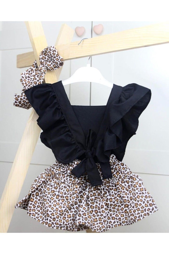 Kız Bebek Leopar Romper Tulum