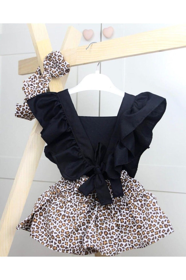 Kız Bebek Leopar Romper Tulum