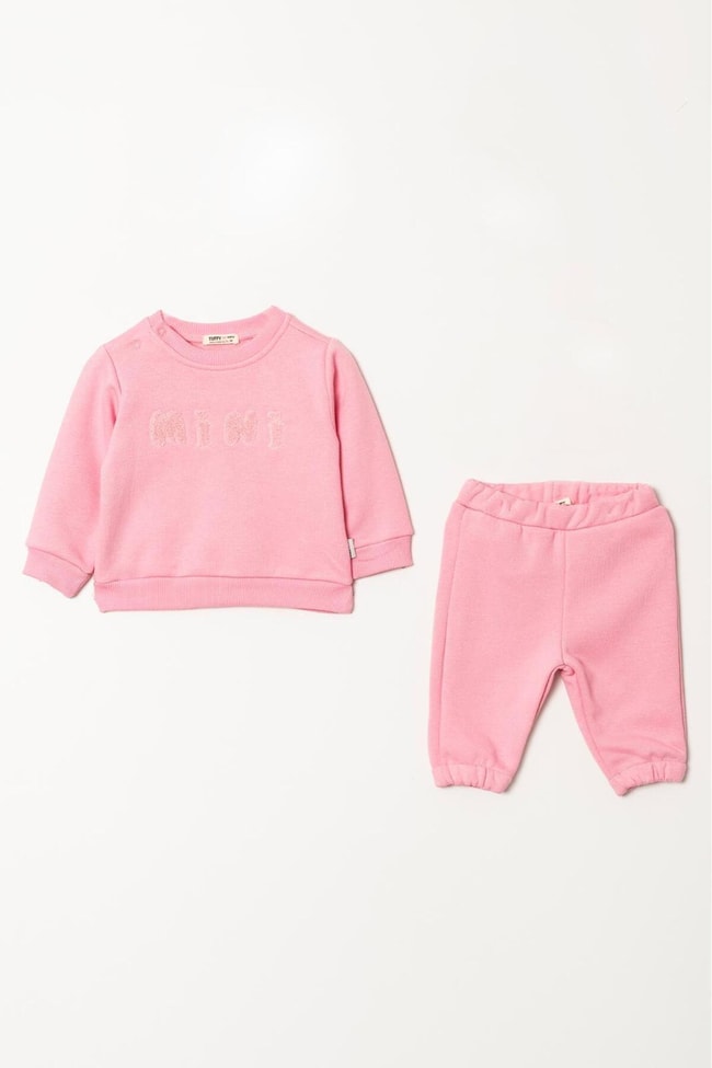Kız Bebek Mini Desenli Pamuklu Sweatshirt Eşofman Alt-Üst Takım