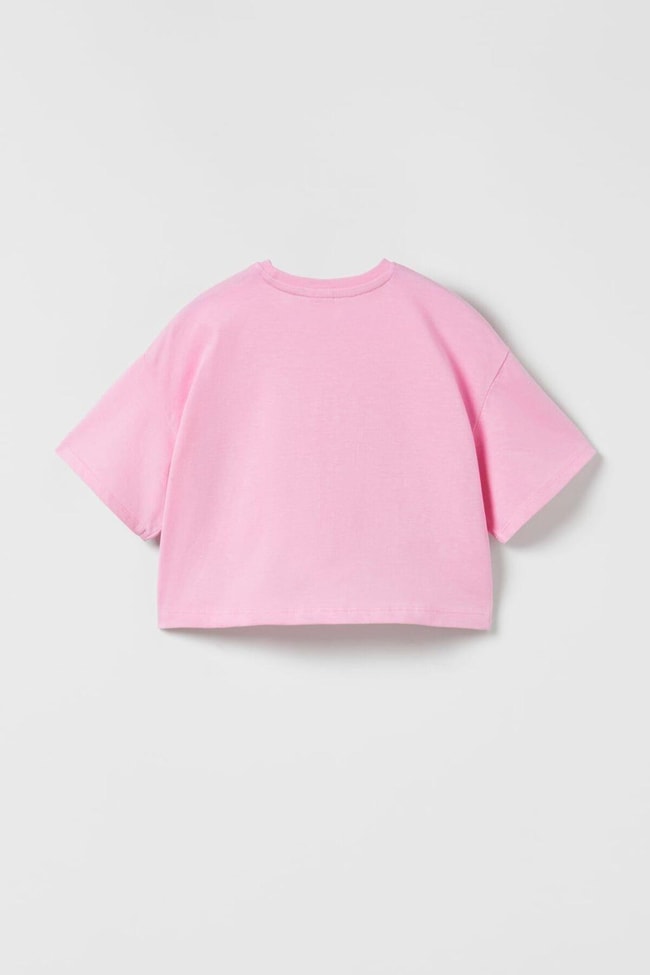 Kız Çocuk Blok Desenli Tropical Coast Baskılı Crop Top T-shirt Şort Alt-Üst Takım