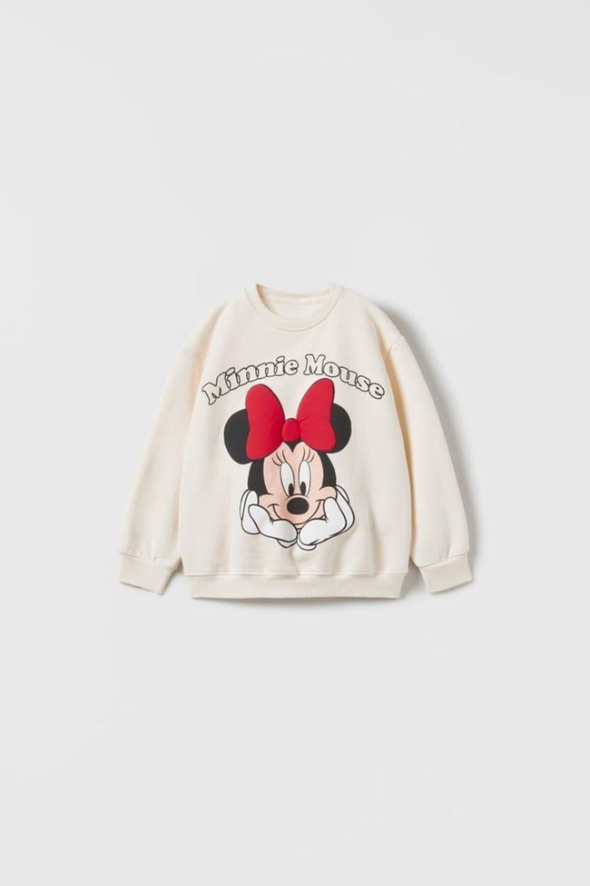 Kız Çocuk Disney Minnie Mouse Desenli Pamuklu Sweatshirt Siyah tayt Alt-üst Takım