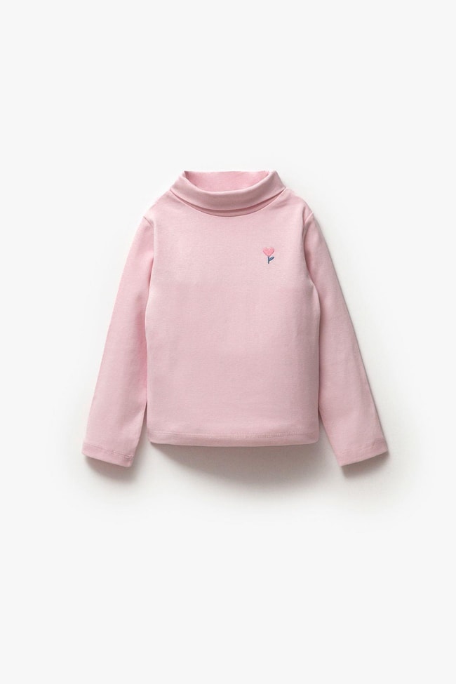 Kız Çocuk Pamuklu Kışlık Uzun Kollu Basic Balıkçı Yaka Body Sweatshirt