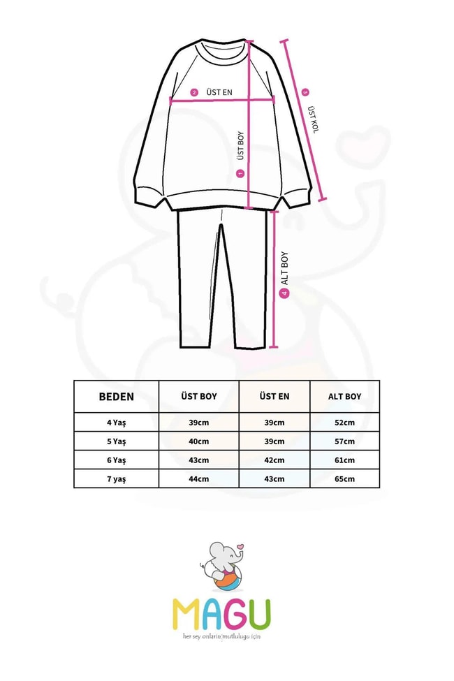 Kız Çocuk Pamuklu Pembe Çiçek Desenli Pamuklu Sweatshirt Tayt Alt-üst Takım