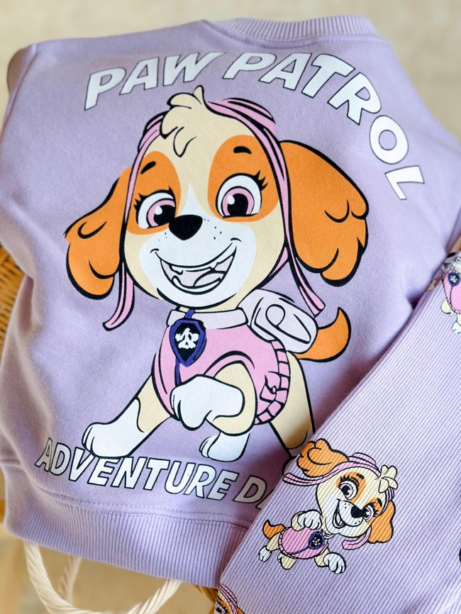 Kız Çocuk Paw Petrol Desenli Kışlık 3 İplik Pamuklu Sweatshirt Tayt Alt-Üst Takım