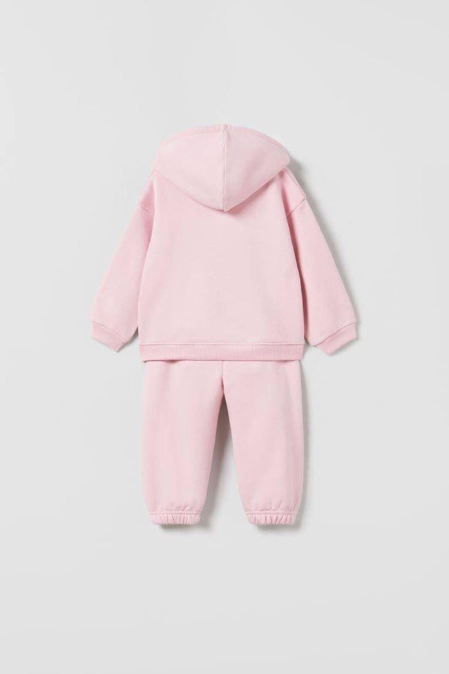 Kız Çocuk Sloganlı 3 İplik Şardonlu Pamuklu Sweatshirt Eşofman Alt-Üst Takım