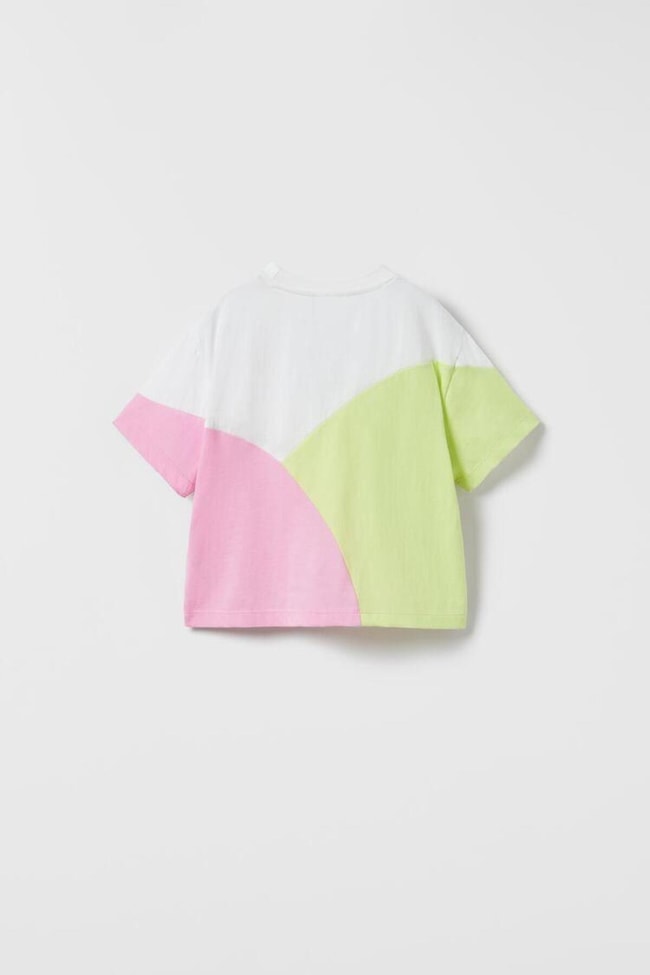 Unisex Çocuk Blok Desenli Pamuklu T-shirt Şort Alt-Üst Takım
