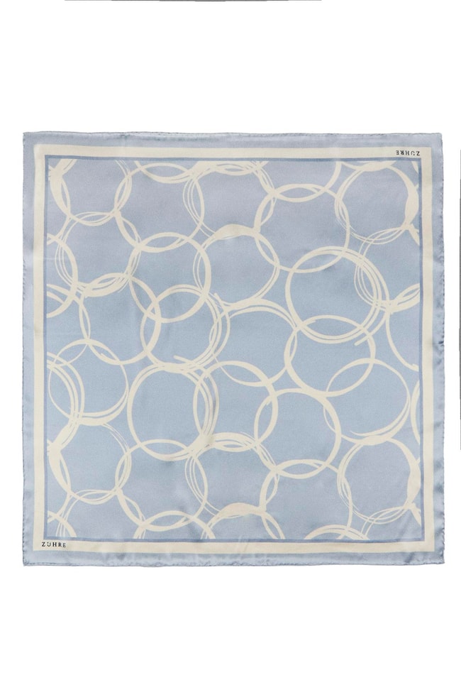 Halka Desenli Twill İpek Eşarp V8 0091