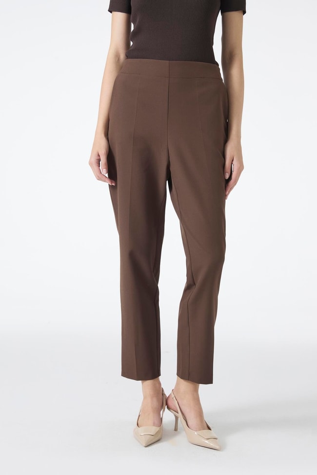 Beli Lastikli Sigaret Kahve Pantolon P-0199