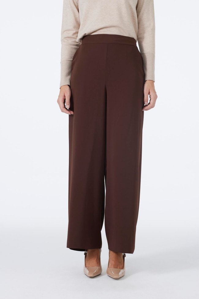 Bol Paça Kahve Kumaş Pantolon P-0013