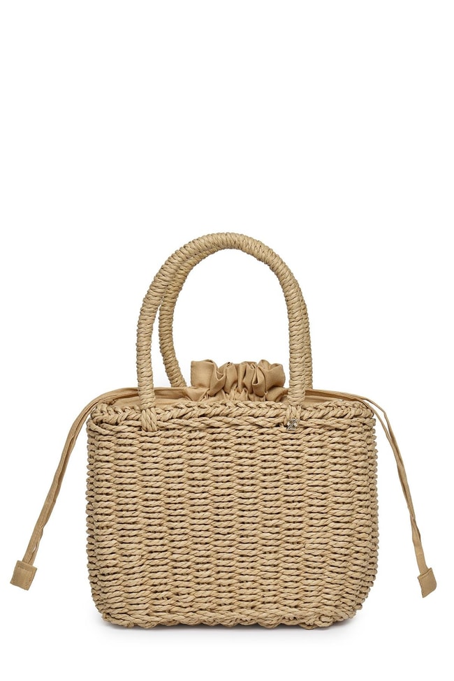 Büzgülü Hasır Camel Çanta Z0045