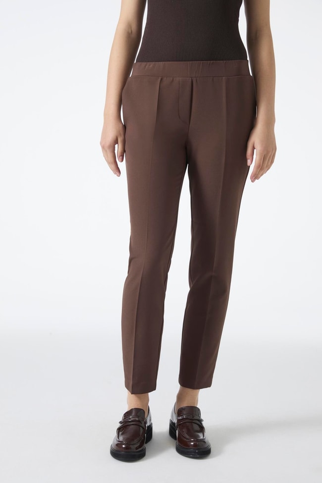 Dar Paça Beli Lastikli Kahve Kumaş Pantolon P-0148