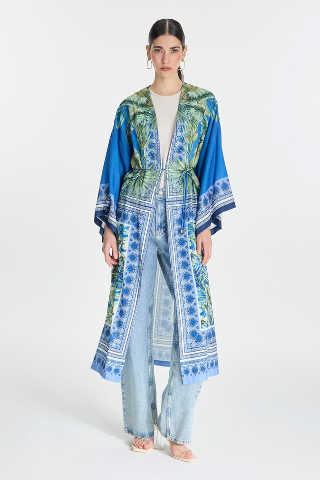 Desenli Mavi Kimono GÇ-0168