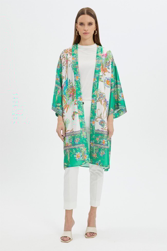 Desenli Yeşil Kimono GÇ-0065