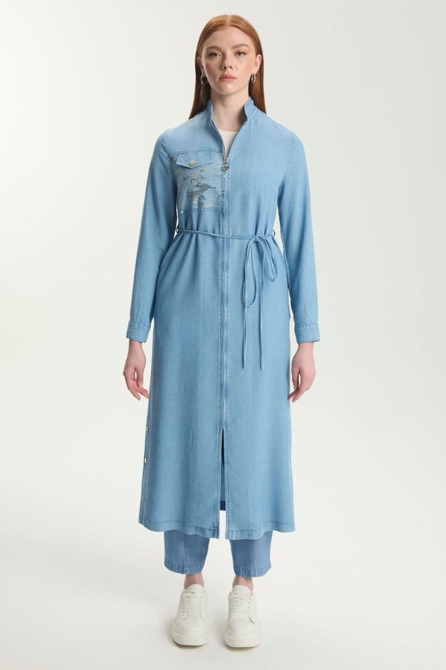 Hakim Yaka Fermuarlı Denim Giy Çık GÇ-0282