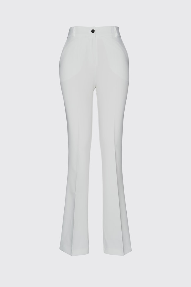 Geniş Paça Ekru Kumaş Pantolon P-0213