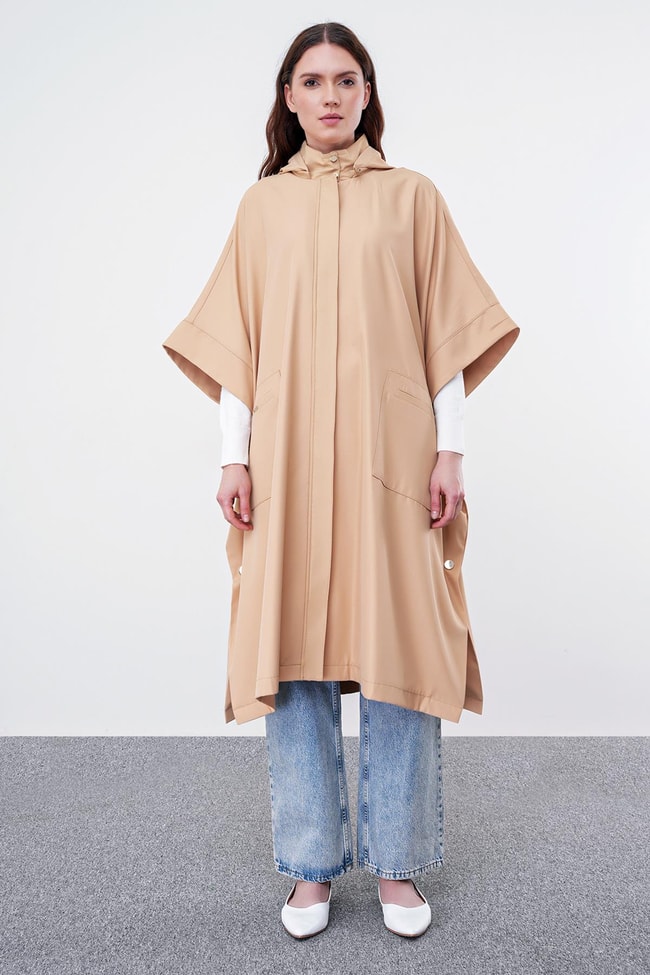 Hooded Pocket Detailed Poncho PNC-0007