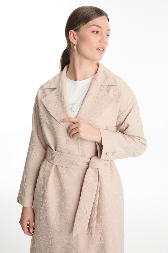 Kuşak Detaylı Desenli Taş Giy Çık 13594