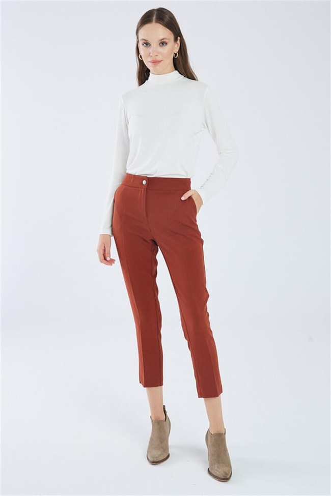  Slim Fit Tawny Fabric Pants P-0024