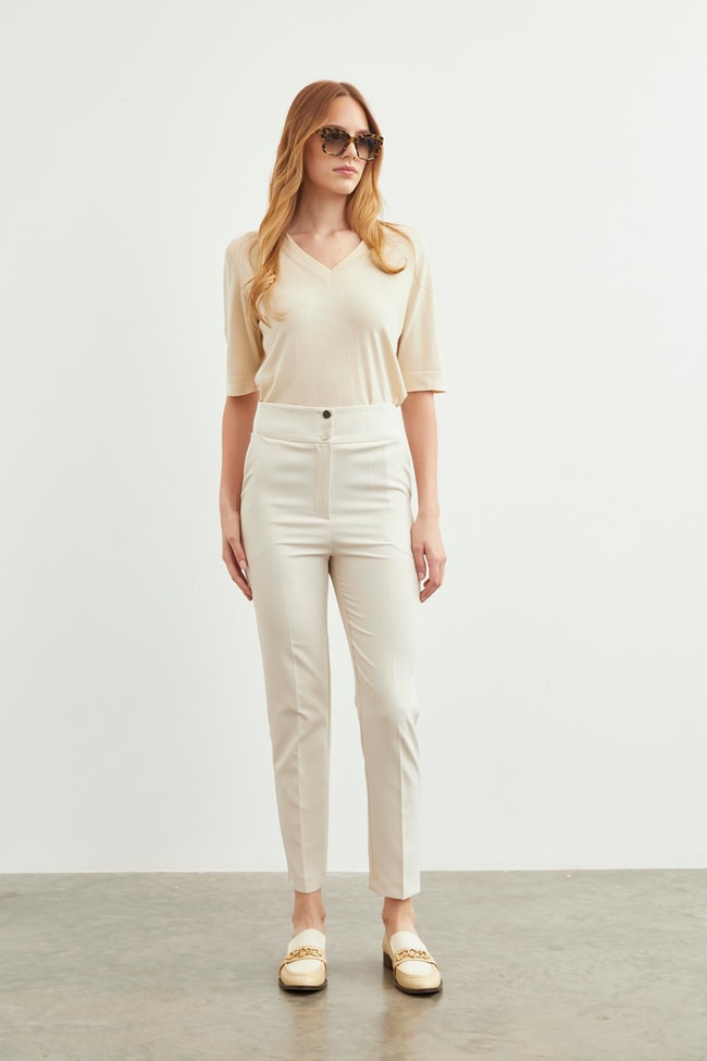 Wide Leg Fabric Pants P-0197