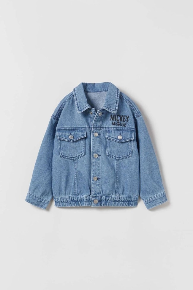 Çocuk Disney Mavi Mickey Mouse Denim Kot Ceket