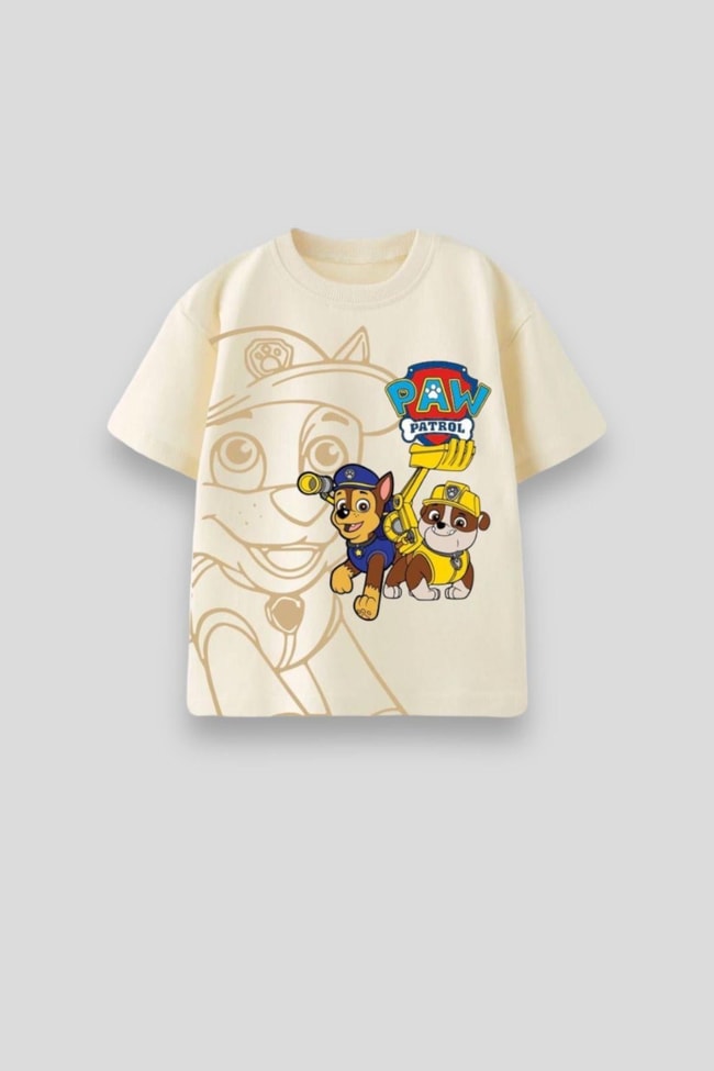 Çocuk Paw Petrol Desenli Pamuklu Oversize T-shirt  Şort Alt-Üst Takım
