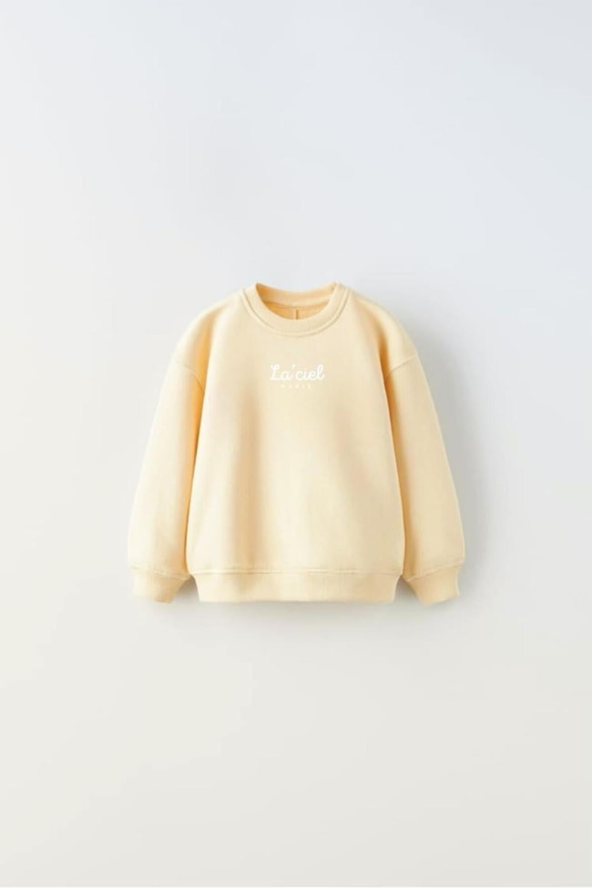 Çocuk Sarı Desenli Kaws Pamuklu Sweatshirt Eşofman Alt-üst Takım