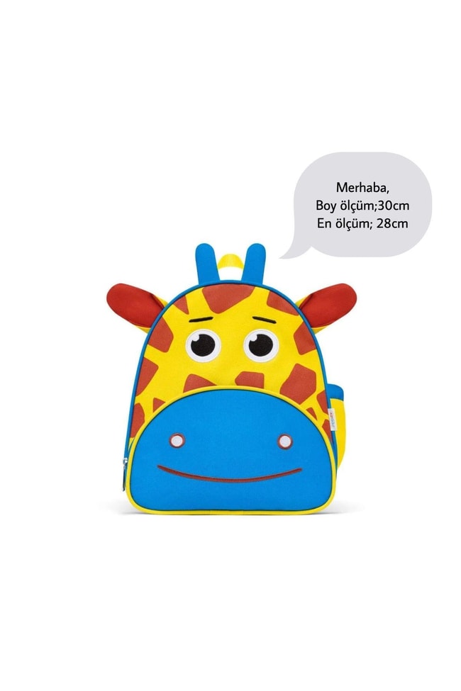 Çocuk Zürafa Figürlü Anaokul Kreş Sırt Çantası