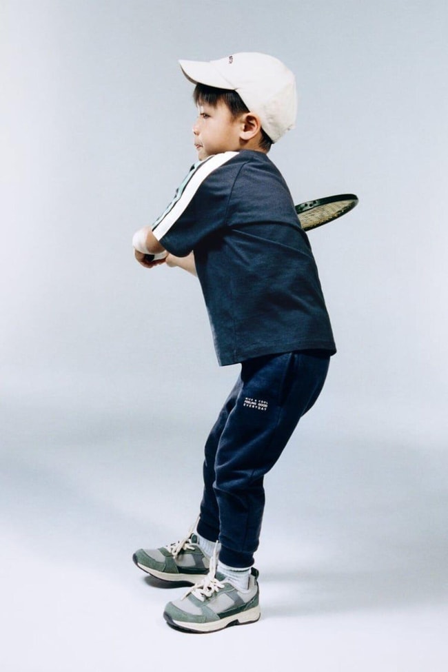 Erkek Çocuk Golf Desenli Şeritli Basic Pamuklu T-shirt Jogger Eşofman Alt-üst Takım