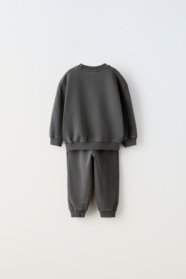 Erkek Çocuk Gri Paris Pamuklu Sweatshirt Jogger Eşofman Alt-Üst Takım