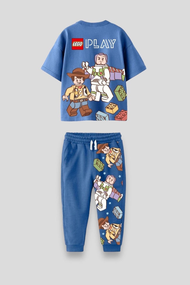 Erkek Çocuk Lego Desenli Pamuklu Oversize T-shirt Eşofman Alt-Üst Takım