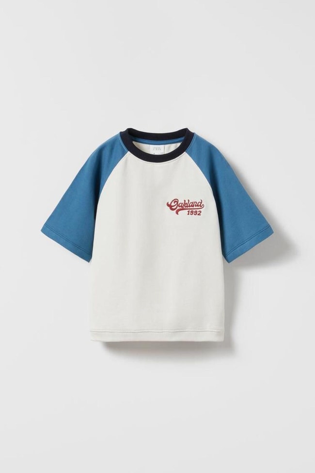 Erkek Çocuk Mavi Blok Desenli Sloganlı Pamuklu T-shirt Şort Alt-üst Takım